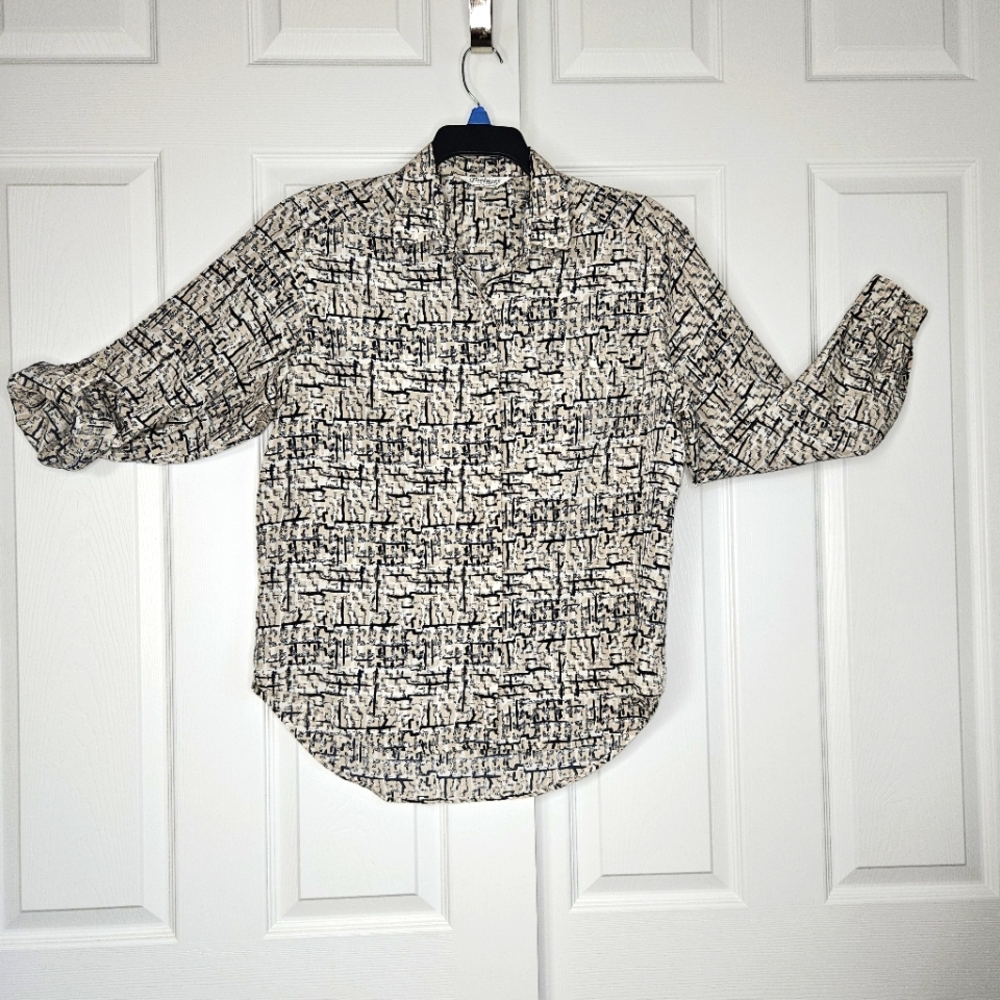 Women's Black, Beige and White Patterned Shirt